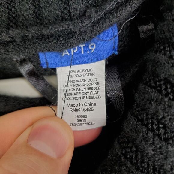 Apt 9 Poncho Womens One Size Cowl Neck Sequin Knit Elevated Casual Black - Picture 4 of 7